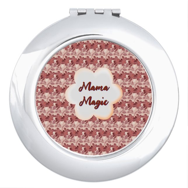 Custom and personalized mother's day floral gift compact mirror (Front)