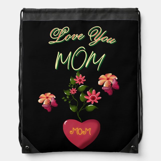 Custom and Personalized Mother's Day Floral gift  Drawstring Bag (Front)