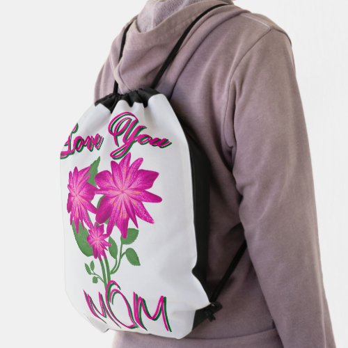Custom and Personalized Mother's Day Floral gift Drawstring Bag