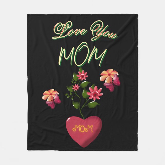 Custom and Personalized Mother's Day Floral gift  Fleece Blanket (Front)