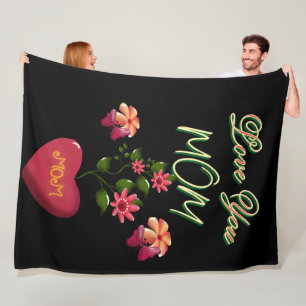 Custom and Personalized Mother's Day Floral gift  Fleece Blanket