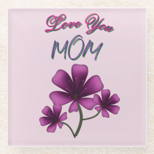 Custom and personalized mother's day floral gift  glass coaster