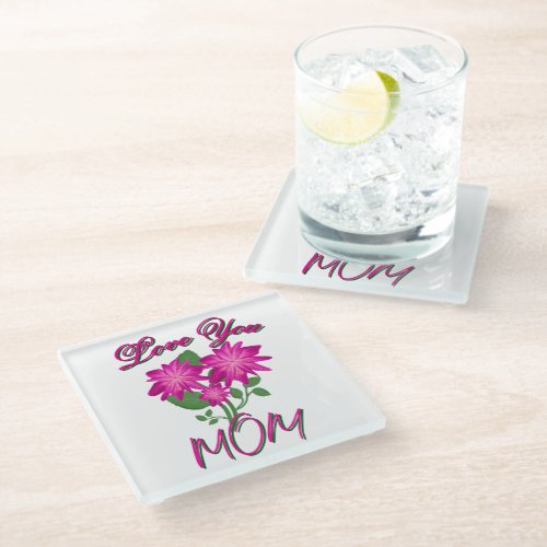 Custom and Personalized Mother's Day Floral gift  Glass Coaster