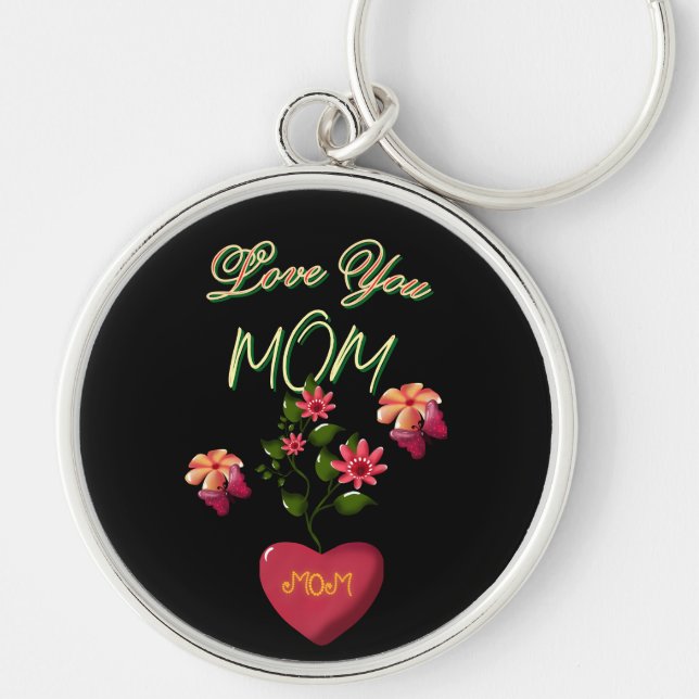 Custom and Personalized Mother's Day Floral gift  Keychain (Front)