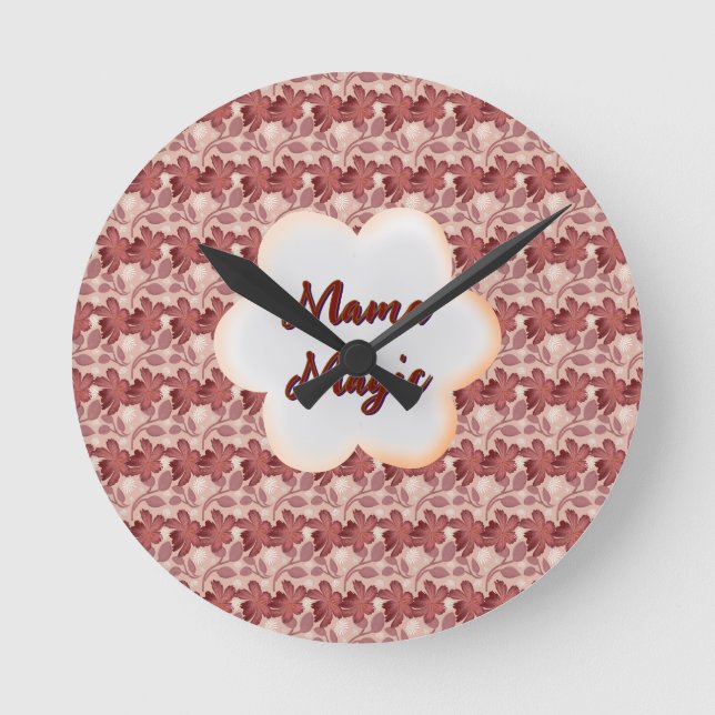 Custom and personalized mother's day floral gift round clock (Front)