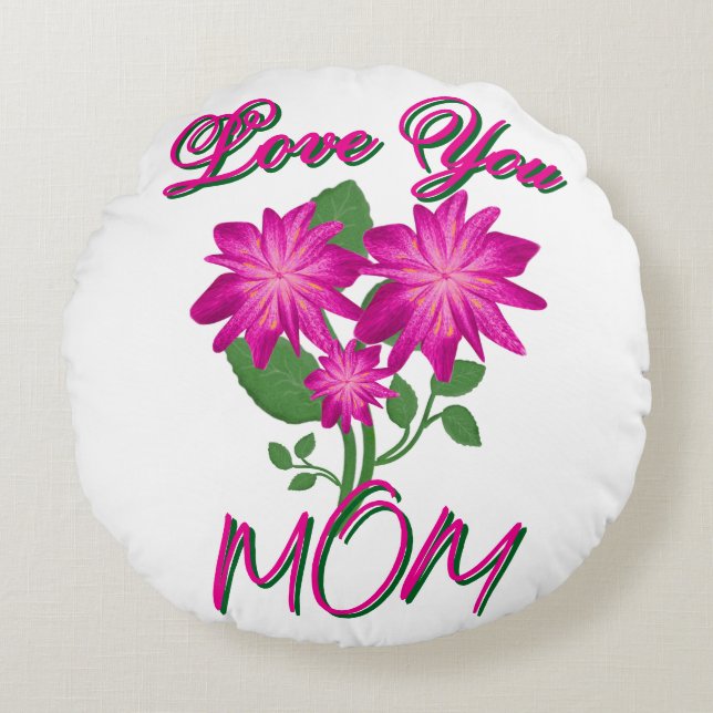 Custom and Personalized Mother's Day Floral gift Round Pillow (Front)