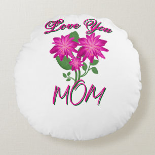 Custom and Personalized Mother's Day Floral gift Round Pillow