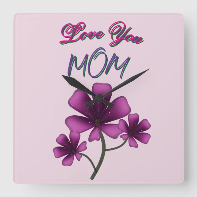 Custom and personalized mother's day floral gift  square wall clock (Front)