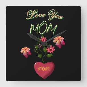 Custom and Personalized Mother's Day Floral gift Square Wall Clock
