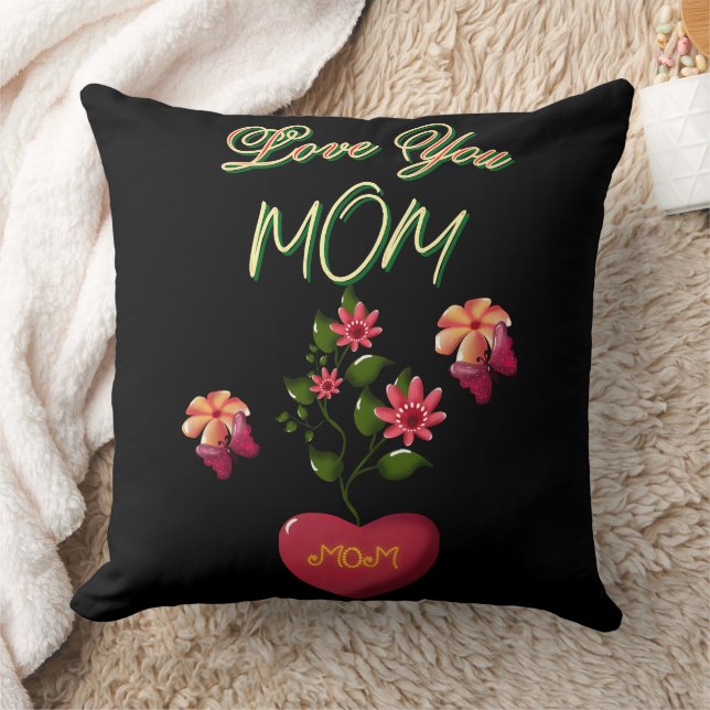 Custom and Personalized Mother's Day Floral gift  Throw Pillow (Blanket)