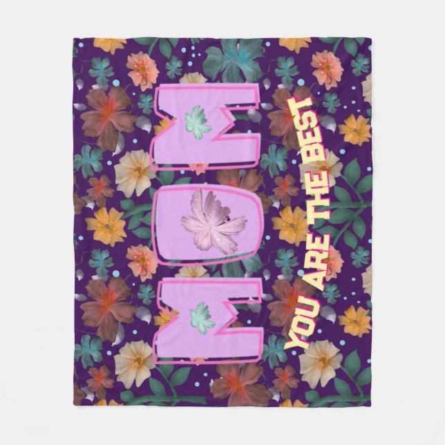 Custom and personalized mother's day gift  lumbar fleece blanket (Front)