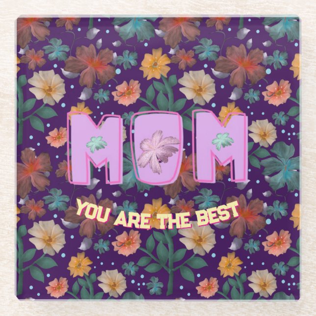 Custom and personalized mother's day gift  lumbar glass coaster (Front)