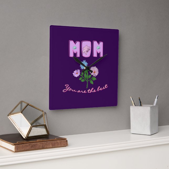 Custom and personalized mother's day gift  square wall clock (Office)