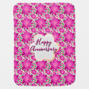 Custom and personalized pink floral  baby blanket