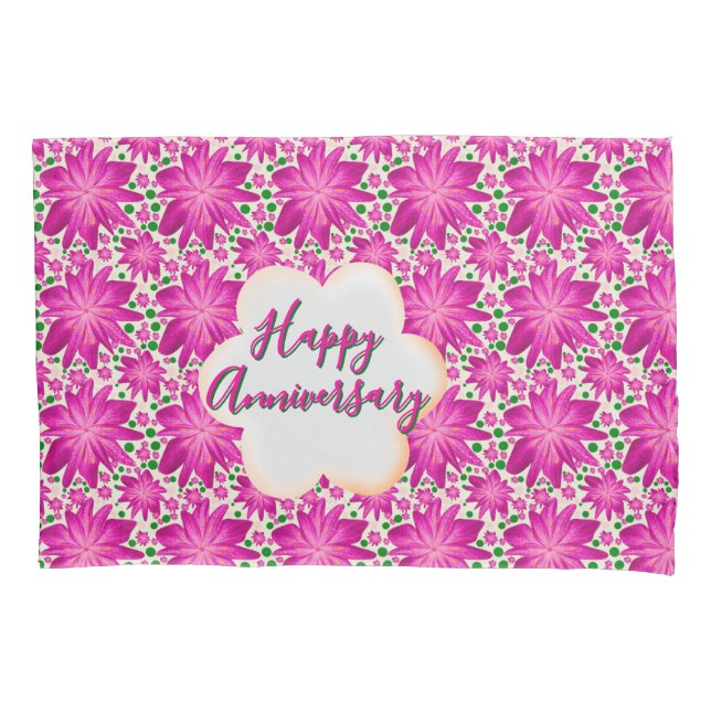 Custom and personalized pink floral  pillow case (Front)