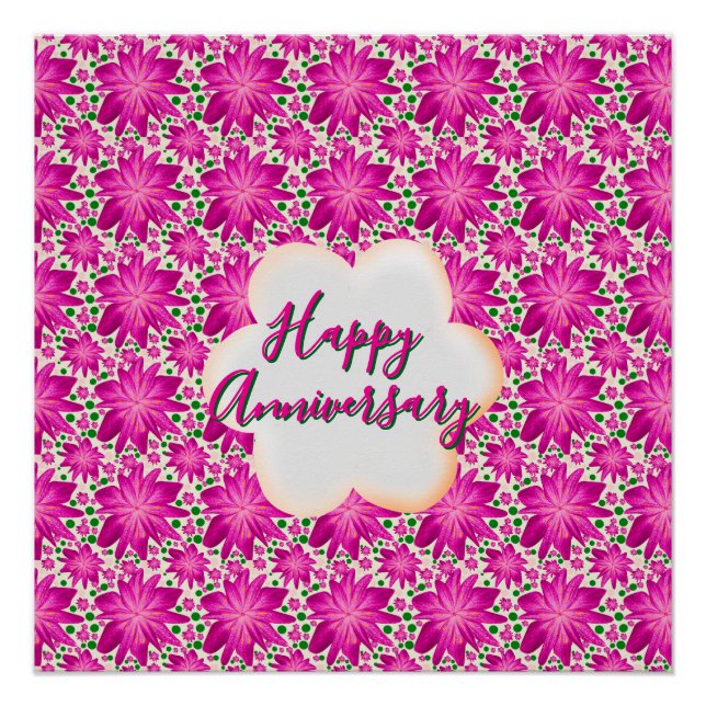 Custom and personalized pink floral  poster (Front)