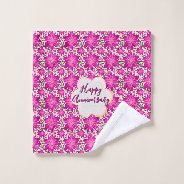 Custom and personalized pink floral  wash cloth (Wash Cloth)