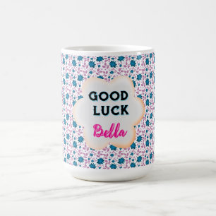 Custom and personalized teal and pink floral coffee mug