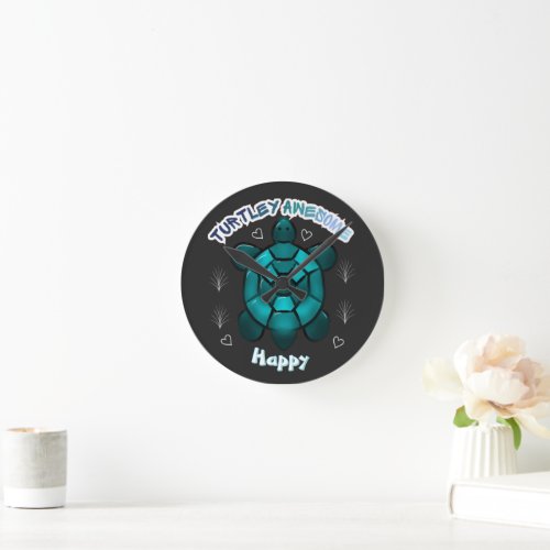 Custom and personalized turtle lover gift  round clock