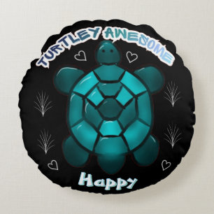 Custom and personalized turtle lover gift round pillow