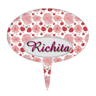 Custom and Personalized watercolor floral Cake Topper
