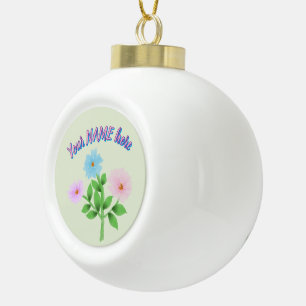 Custom and personalized watercolor floral gift ceramic ball christmas ornament