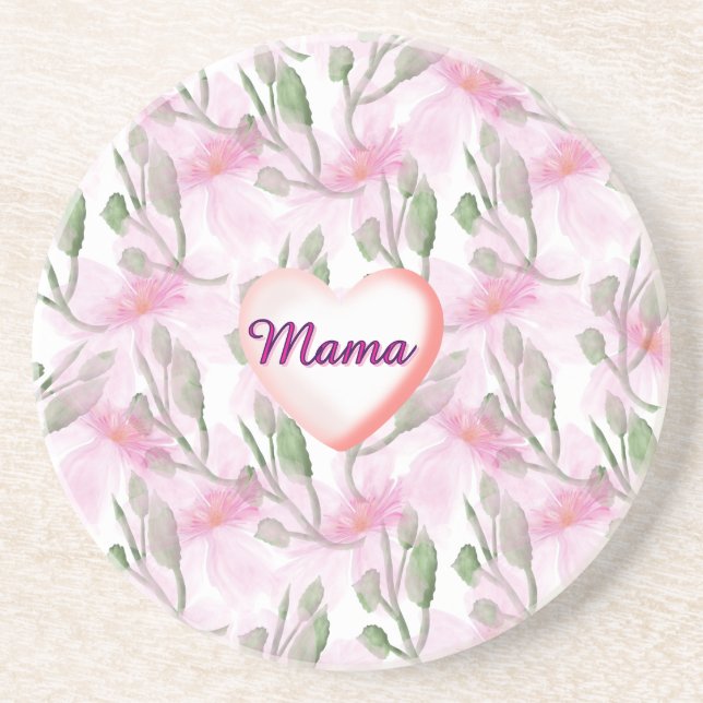 Custom and Personalized  watercolor floral gift  Coaster (Front)
