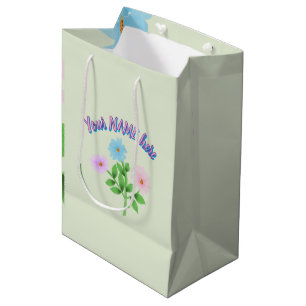 Custom and personalized watercolor floral gift  medium gift bag