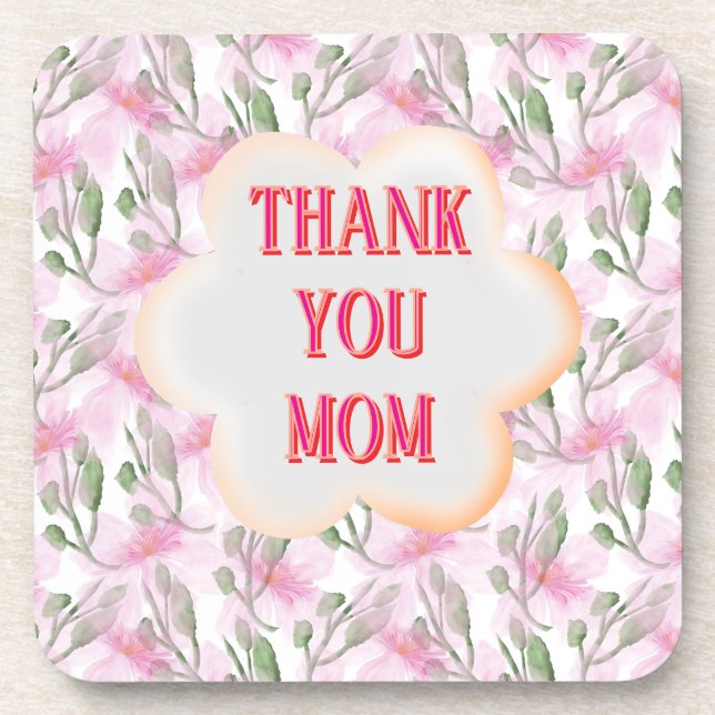 Custom and Personalized watercolor floral pattern  Beverage Coaster (Front)