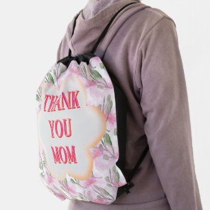 Custom and Personalized watercolor floral pattern  Drawstring Bag