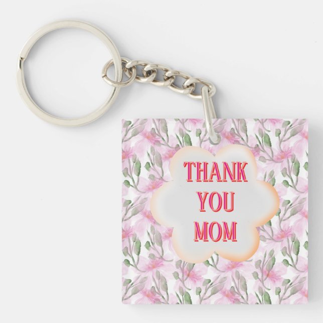 Custom and Personalized watercolor floral pattern  Keychain (Front)