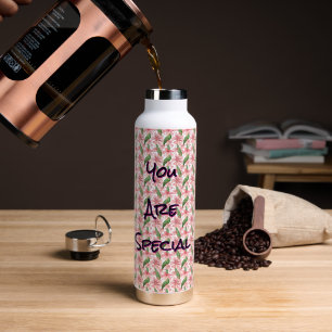 Custom and personalized watercolor floral  water bottle