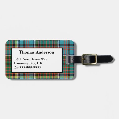 Custom Anderson Tartan Plaid Luggage Tag