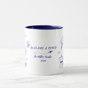 Custom Andiamo a Roma Italy Family Vacation Blue Mug