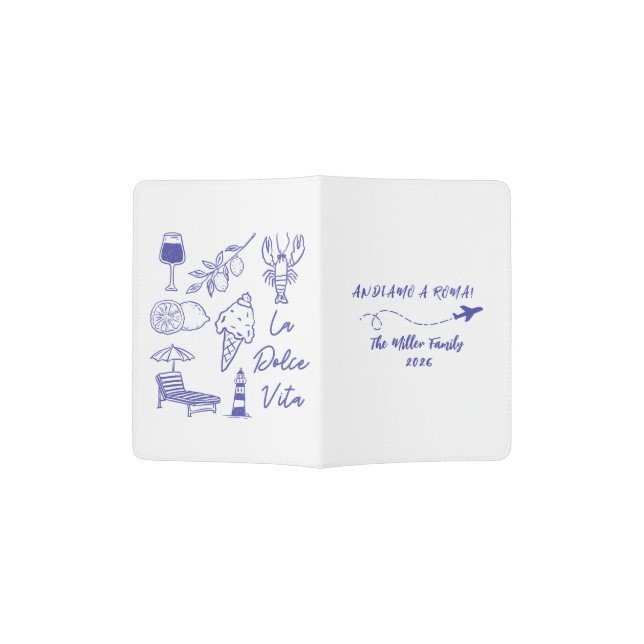 Custom Andiamo a Roma Italy Family Vacation  Passport Holder (Opened)