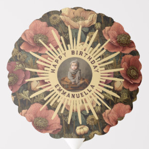 Custom Anemones Sparkle Outdoor Birthday Balloon