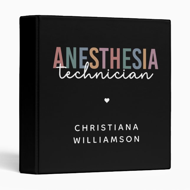 Custom Anesthesia Technician Retro Anesthetic Tech 3 Ring Binder (Front/Spine)