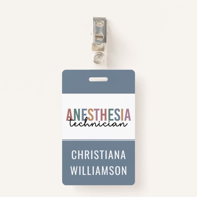 Custom Anesthesia Technician Retro Anesthetic Tech Badge (Front with Clip)