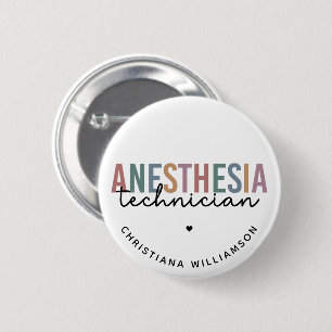 Custom Anesthesia Technician Retro Anesthetic Tech Button