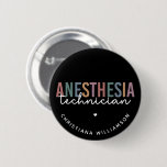 Custom Anesthesia Technician Retro Anesthetic Tech Button