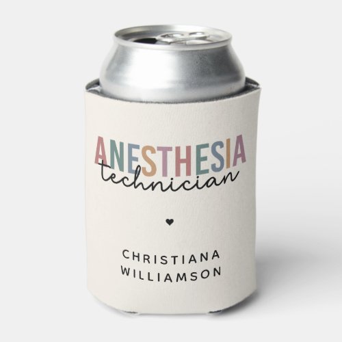 Custom Anesthesia Technician Retro Anesthetic Tech Can Cooler