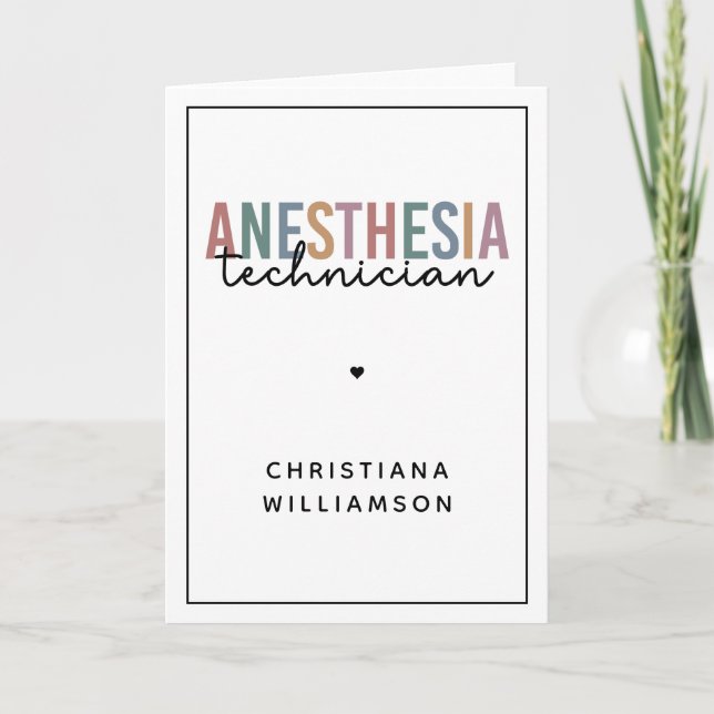 Custom Anesthesia Technician Retro Anesthetic Tech Card (Front)