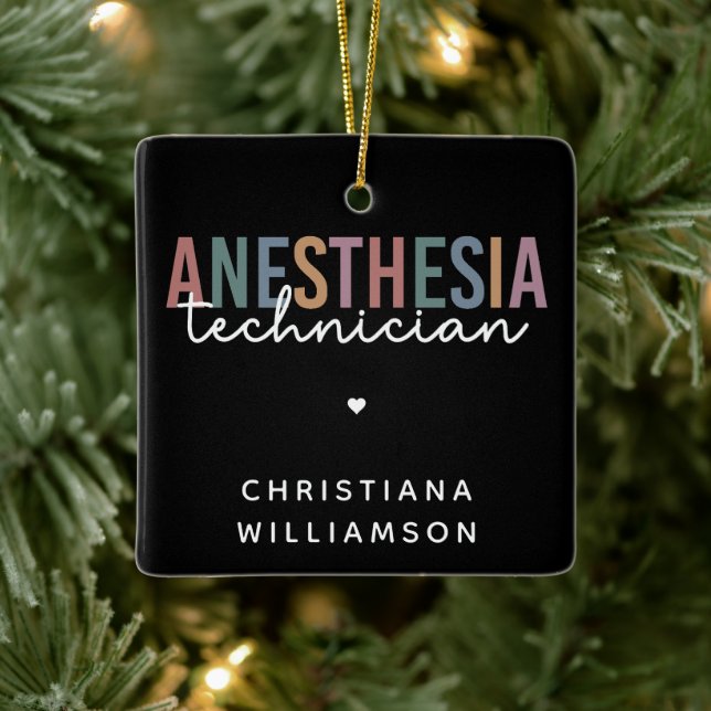 Custom Anesthesia Technician Retro Anesthetic Tech Ceramic Ornament (Tree)