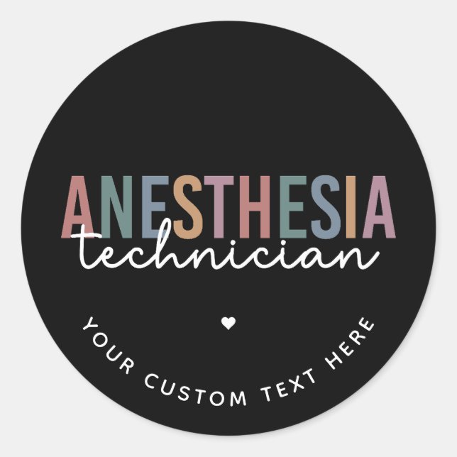 Custom Anesthesia Technician Retro Anesthetic Tech Classic Round Sticker (Front)