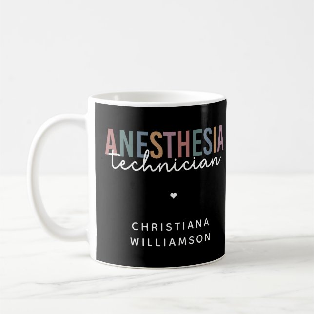 Custom Anesthesia Technician Retro Anesthetic Tech Coffee Mug (Left)