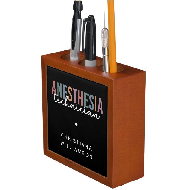 Custom Anesthesia Technician Retro Anesthetic Tech Desk Organizer (In Situ)