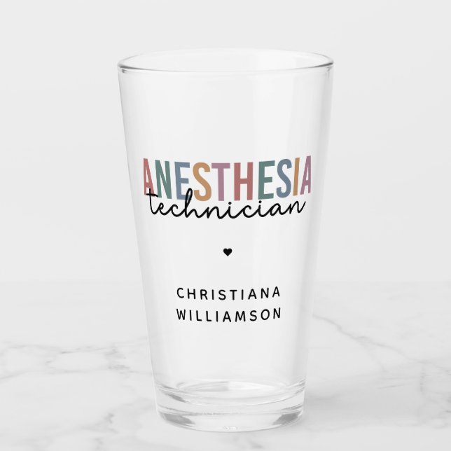 Custom Anesthesia Technician Retro Anesthetic Tech Glass (Front)