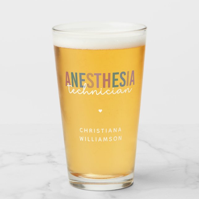 Custom Anesthesia Technician Retro Anesthetic Tech Glass (Front Filled)