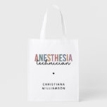 Custom Anesthesia Technician Retro Anesthetic Tech Grocery Bag