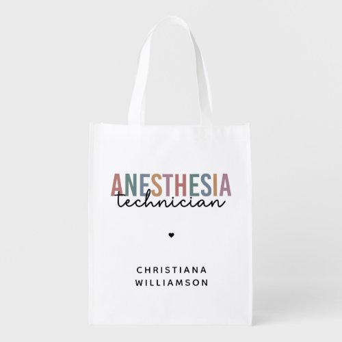 Custom Anesthesia Technician Retro Anesthetic Tech Grocery Bag